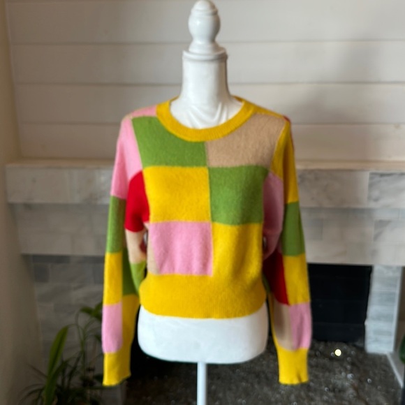 Zara Bright Checkered Crop Crewneck Sweater Size M ASO Alia Bhatt & Kriti Sanon - Picture 9 of 16